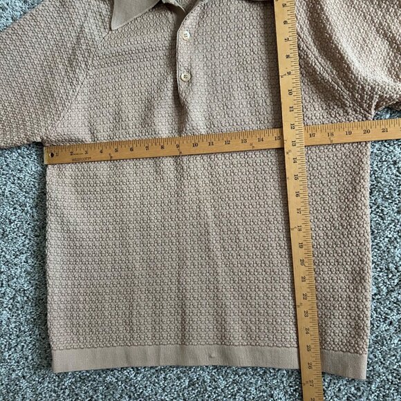 Vintage Donegal Coleseta Mens L Tan Short-Sleeve Retro Polo Shirt Textured Knit - Picture 7 of 7